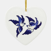 Classic Blue Willow Bird Design Keramik Ornament (Vorne)