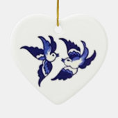 Classic Blue Willow Bird Design Keramik Ornament (Hinten)