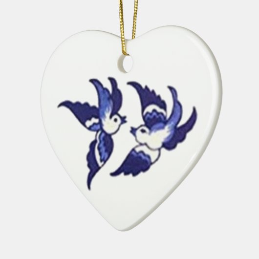 Classic Blue Willow Bird Design Keramik Ornament (Links)