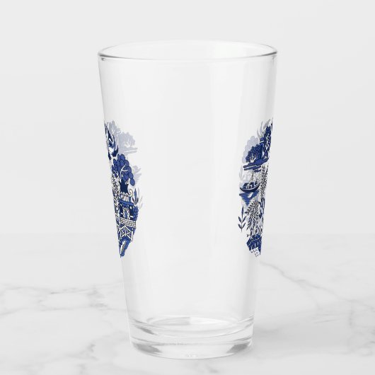 Classic Blue Willow China Design Glas (Links)