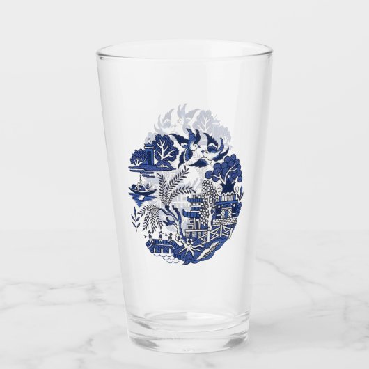Classic Blue Willow China Design Glas (Vorderseite)