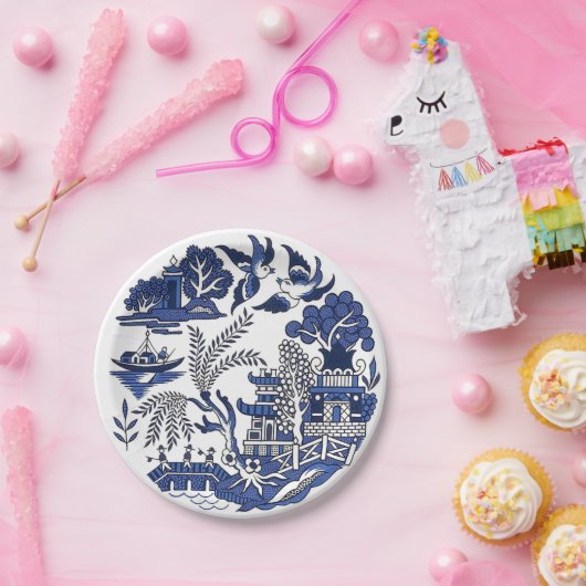 Classic Blue Willow China Design Pappteller (Party)