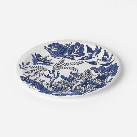 Classic Blue Willow China Design Pappteller (Schrägansicht)
