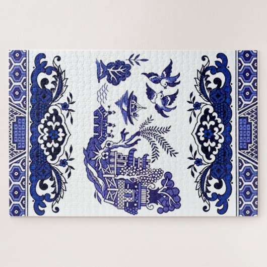 Classic Blue Willow China Design Puzzle (Horizontal)