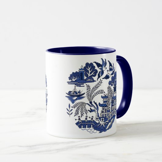 Classic Blue Willow China Design Tasse (VorderseiteRechts)