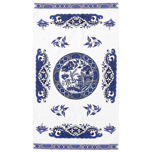 Classic Blue Willow China Design Tischdecke (Vorderseite)