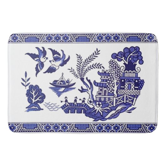 Classic Blue Willow Design Badematte (Vorderseite)