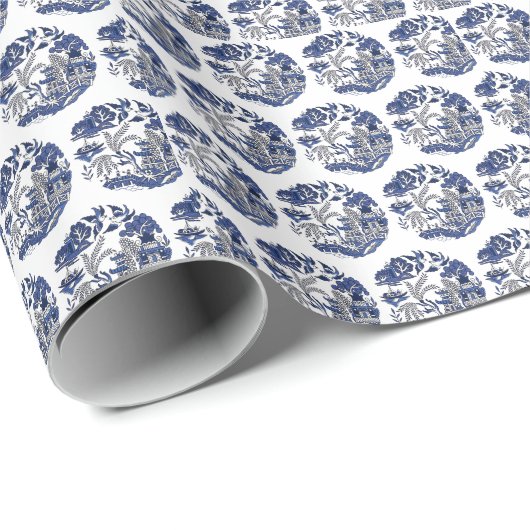 Classic Blue Willow Design Geschenkpapier (Rolleneckpunkt)