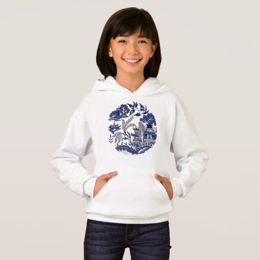 Classic Blue Willow Design Hoodie (Vorne ganz)