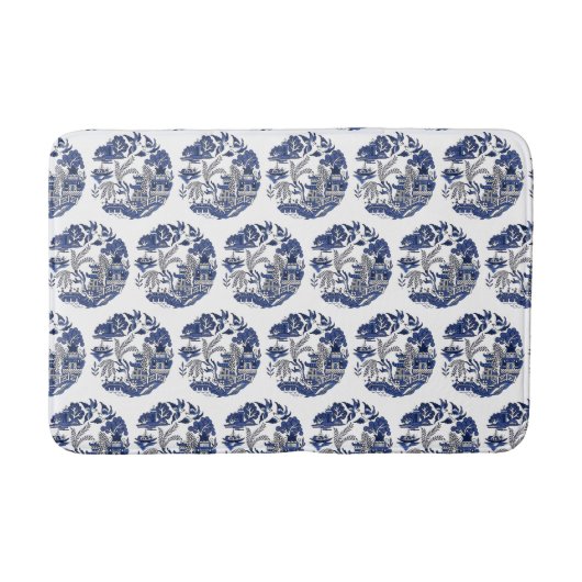 Classic Blue Willow Design Kitchen Rug oder Badematte (Vorderseite)