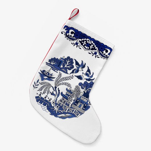 Classic Blue Willow Design Kleiner Weihnachtsstrumpf (Vorderansicht (hängend))
