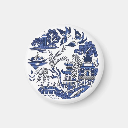 Classic Blue Willow Design Magnet (Vorne)