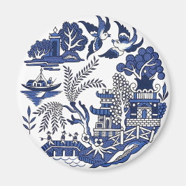 Classic Blue Willow Design Magnet