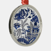 Classic Blue Willow Design Ornament Aus Metall (Rechts)