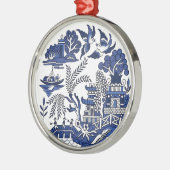 Classic Blue Willow Design Ornament Aus Metall (Links)