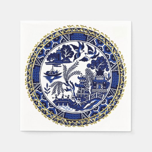 Classic Blue Willow Design Paper Napkins Serviette (Vorderseite)