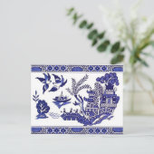Classic Blue Willow Design Postkarte (Stehend Vorderseite)