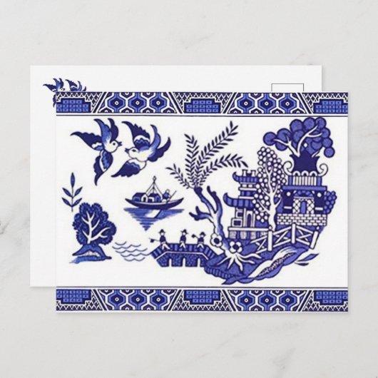 Classic Blue Willow Design Postkarte (Vorne/Hinten)