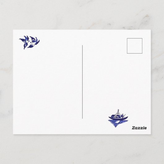 Classic Blue Willow Design Postkarte (Rückseite)