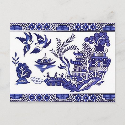 Classic Blue Willow Design Postkarte (Vorderseite)