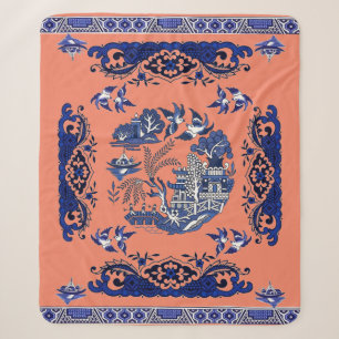 Classic Blue Willow Design Sherpadecke