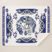 Classic Blue Willow Design Sherpadecke (Vorderseite (Horizontal))