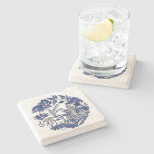 Classic Blue Willow Design Stone Untersetzer (Seitenansicht)