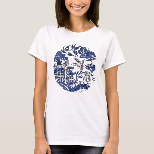Classic Blue Willow Design T-Shirt (Vorderseite)