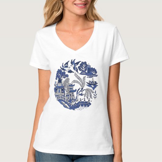 Classic Blue Willow Design T-Shirt (Vorderseite)