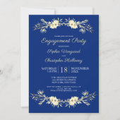 Classic Blue Winter Floral Engagement Party Einladung (Vorderseite)