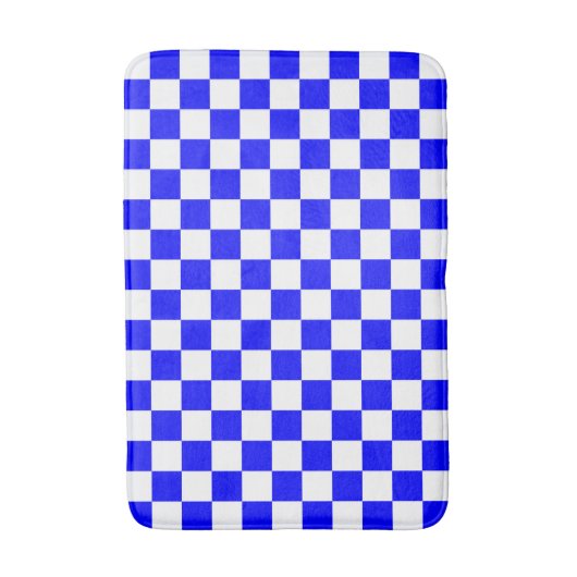 Classic Blue with White Square Pattern Badematte (Vorderseite Vertikal)