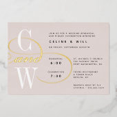 Classic Blüh Monogram Probe Dinner Folieneinladung (Vorderseite)