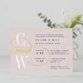 Classic Blüh Monogram Probe Dinner Folieneinladung (Stehend vorne)