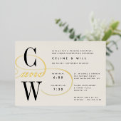 Classic Blüh Monogram Probe Dinner Folieneinladung (Stehend vorne)