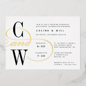 Classic Blüh Monogram Probe Dinner Folieneinladung (Vorderseite)