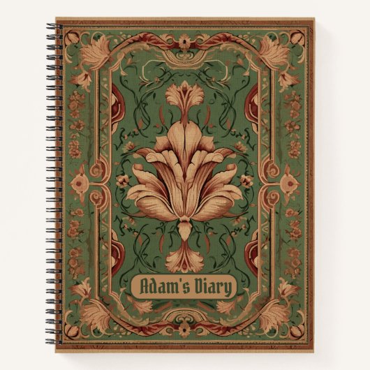 Classic blüh peach smaragdgrün Ornamente Notizblock (Vorderseite)