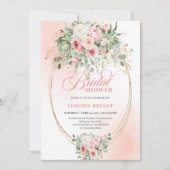 Classic Blush and Gold Floral Bridal Shower Invite Einladung (Vorderseite)