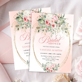 Classic Blush and Gold Floral Bridal Shower Invite Einladung