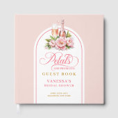Classic blush and gold petals prosecco sign book gästebuch (Vorderseite)