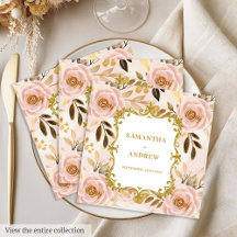 Classic Blush Gold Wedding Paper Napkins