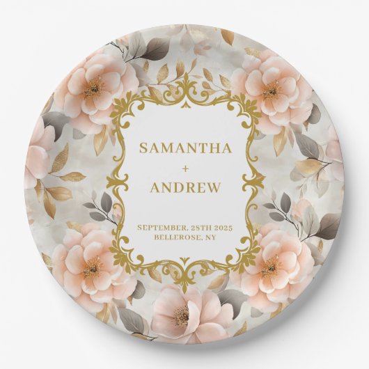 Classic Blush Gold Wedding Paper Teller (Vorderseite)