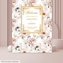 Classic Blush Ivory Gold Wedding Banner
