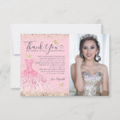 Classic Blush Pink Gold Glitzer Quinceanera 2 Foto Dankeskarte (Vorderseite)