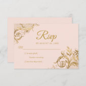 Classic Blush Pink Gold Quinceanera Response Card RSVP Karte (Vorne/Hinten)