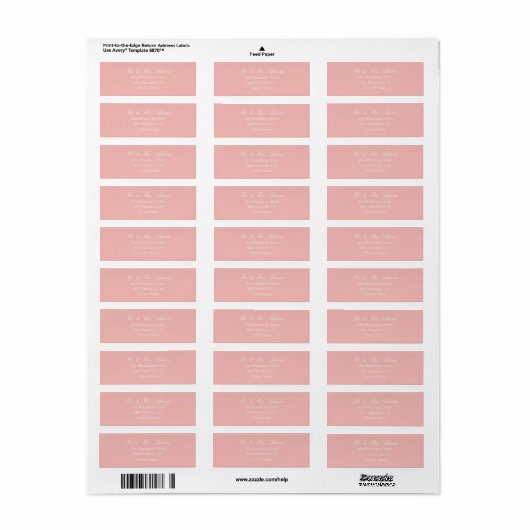 Classic Blush Pink Pre-Addressed Return Label (Vorne)
