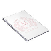 Classic Blush Pink Wappen Monogram Notebook Notizblock (Rechte Seite)