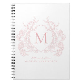 Classic Blush Pink Wappen Monogram Notebook Notizblock