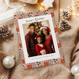 Classic Blush Poinsettia Holiday Foto Card Feiertagskarte