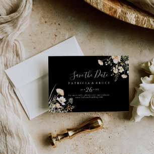 Classic Blush Wildblume Horizontal Black Wedding Save The Date