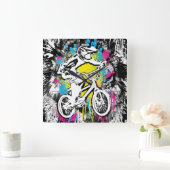 Classic Bmx Bike - Bmx Freestyle Bmx Square Clock Quadratische Wanduhr (Zuhause)